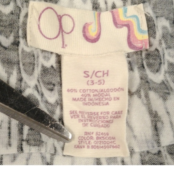 OP Cotton Modal Off Shoulder Smocked Ruffle Dress Black White Print‎ S 3-5 - Picture 4 of 8